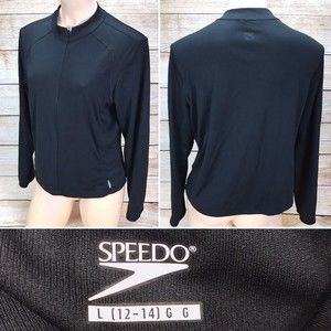 SPEEDO Full Zipper Zip Up Warm Fitness  Black Jacket Sweater Womens Large 12-14
